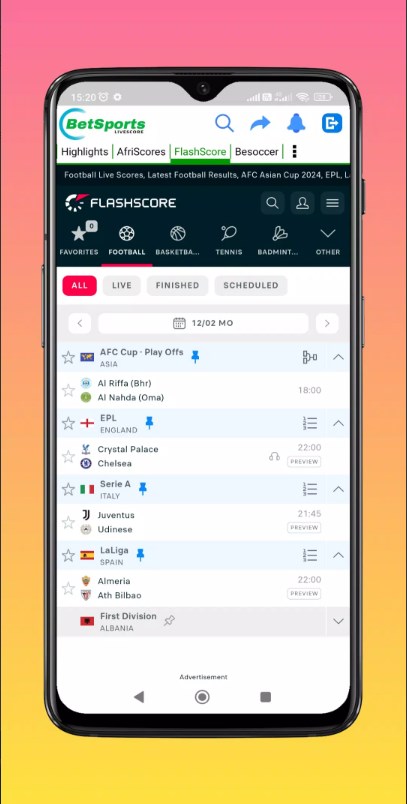 BetSports Livescore app for android download   9.8 list_3