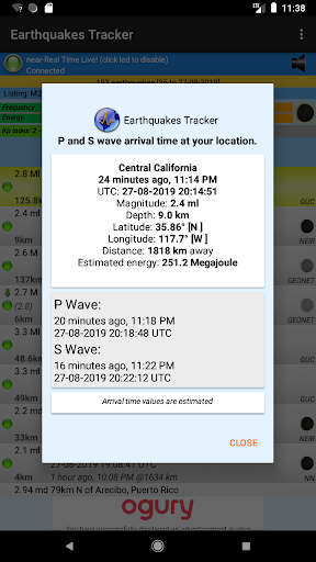 Earthquakes Tracker list_7